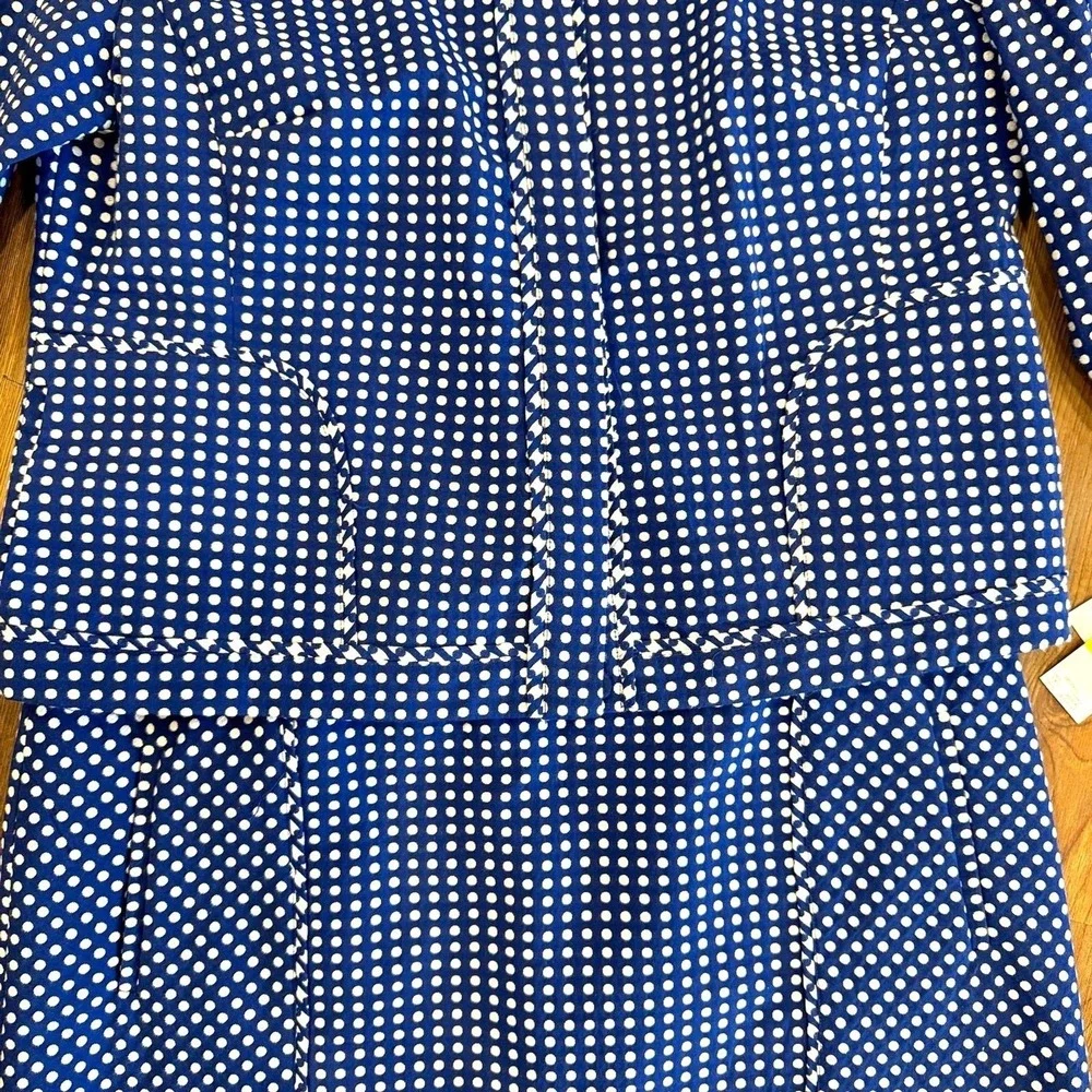 Laundry by Shelli‎ Segal Skirt Suit Womens 14 Blue Polka Dot 2-Piece Set NWT